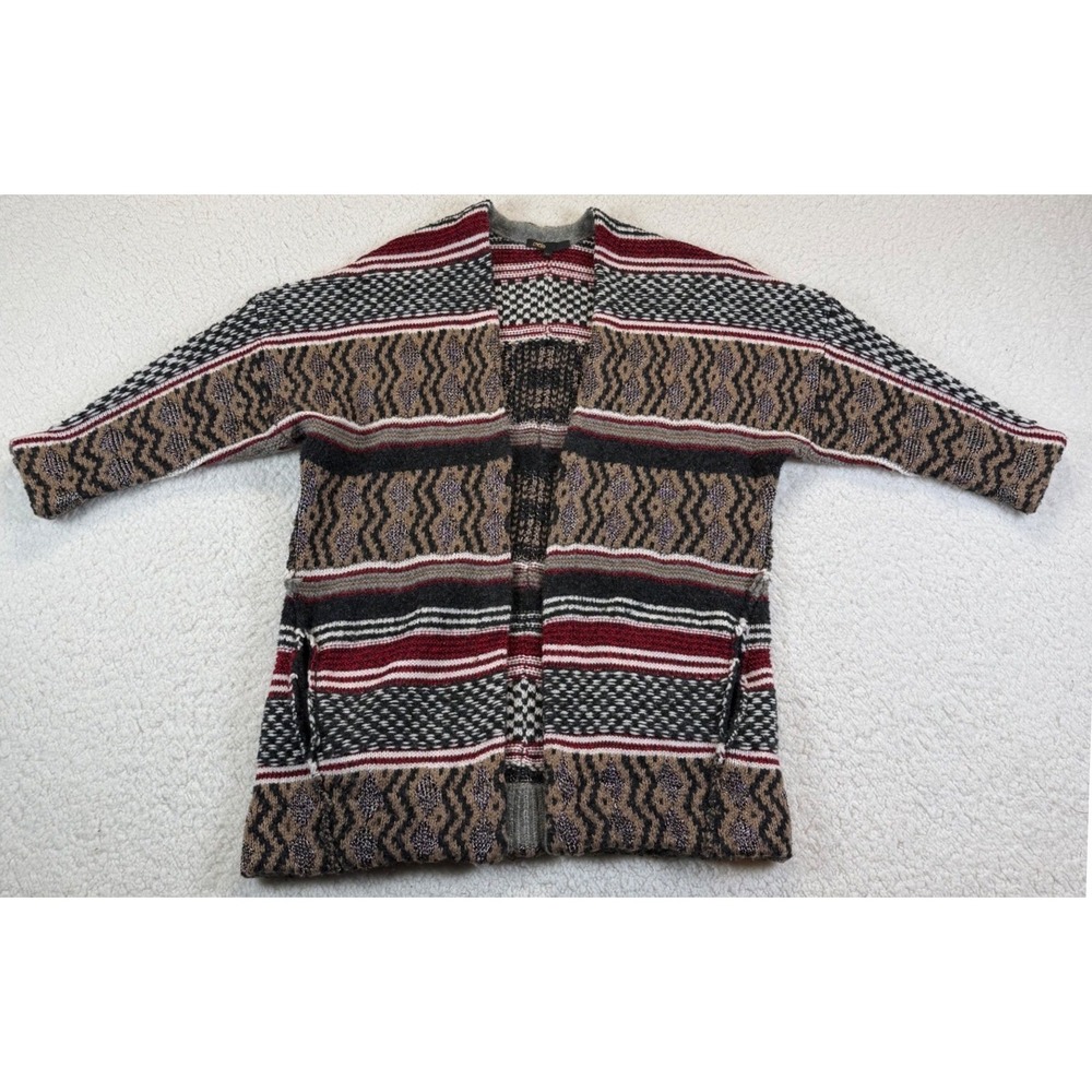 Maje Oversized Geometric Knit Cardigan Wool Mohair Blend Multi TU/One Size